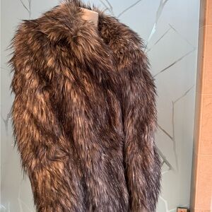 MICHAEL Michael Kors Black/white/grey and a touch of sparkle Faux Fur Coat
